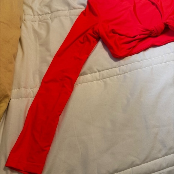 NWT Fashion Nova Bright Orange Long Sleeve Crop Top High Waist Swimsuit Sz M - Picture 3 of 11